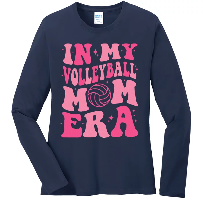 In My Volleyball Mom Era Mama Mothers Day Groovy (On Back) Ladies Long Sleeve Shirt