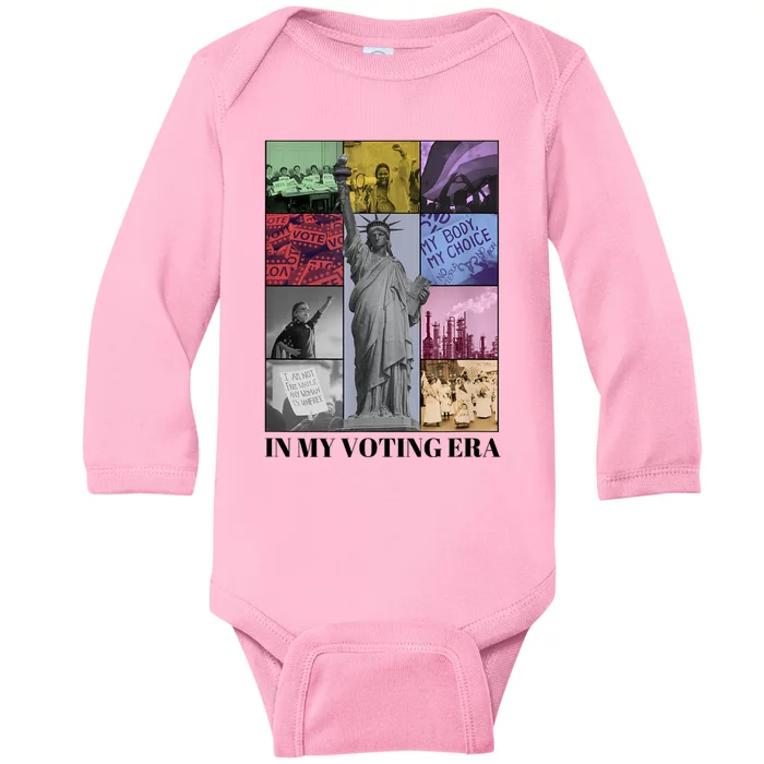 In My Voting Era Presidential Election 2024 Harris Walz Baby Long Sleeve Bodysuit