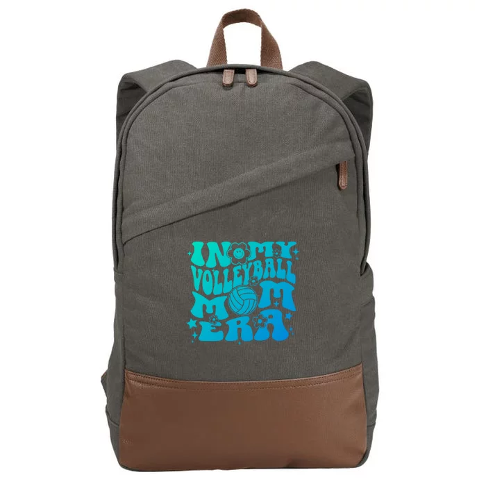 In My Volleyball Mom Era Groovy Sports Parent Volleyball Gift Cotton Canvas Backpack