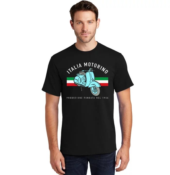 Italia Motorino Vintage Italian Scooter Italian Flag Tall T-Shirt