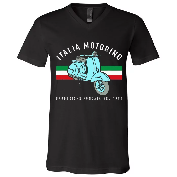 Italia Motorino Vintage Italian Scooter Italian Flag V-Neck T-Shirt