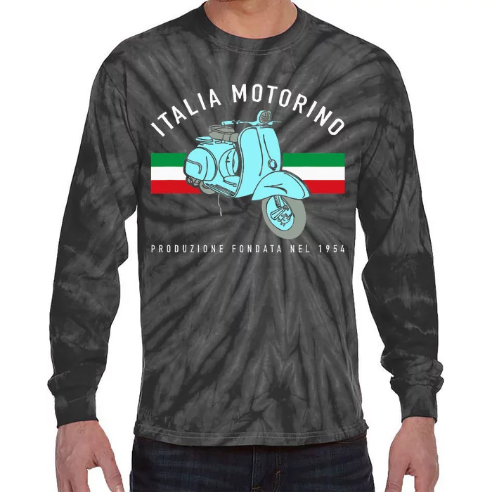 Italia Motorino Vintage Italian Scooter Italian Flag Tie-Dye Long Sleeve Shirt