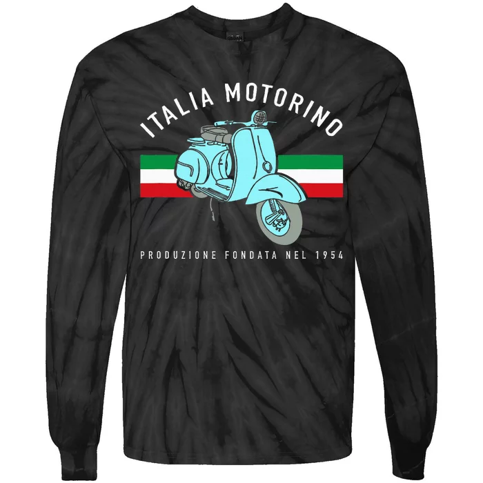 Italia Motorino Vintage Italian Scooter Italian Flag Tie-Dye Long Sleeve Shirt