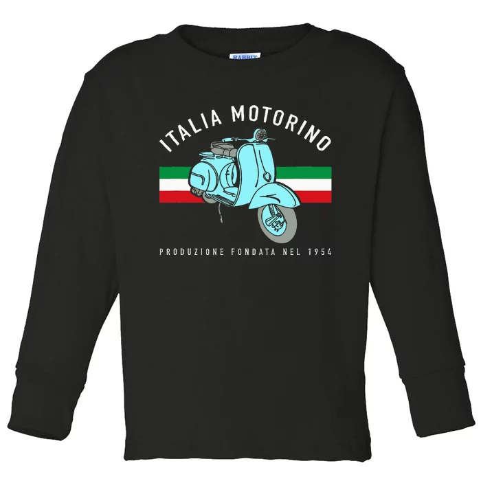 Italia Motorino Vintage Italian Scooter Italian Flag Toddler Long Sleeve Shirt