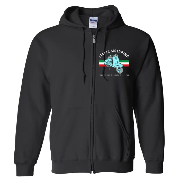 Italia Motorino Vintage Italian Scooter Italian Flag Full Zip Hoodie