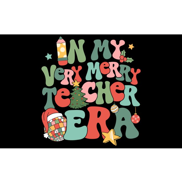 In My Very Merry Teacher Era Xmas Groovy Retro Christmas Bumper Sticker