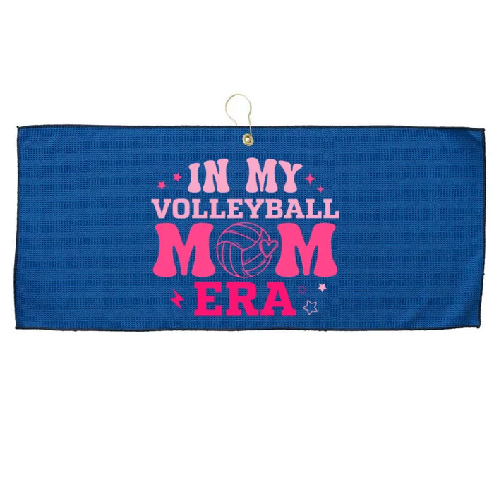 In My Volleyball Mom Era Groovy Volleyball Sport Player Large Microfiber Waffle Golf Towel