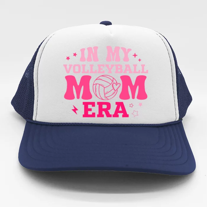 In My Volleyball Mom Era Groovy Volleyball Sport Player Trucker Hat