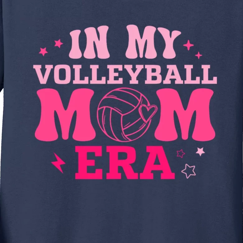 In My Volleyball Mom Era Groovy Volleyball Sport Player Kids Long Sleeve Shirt