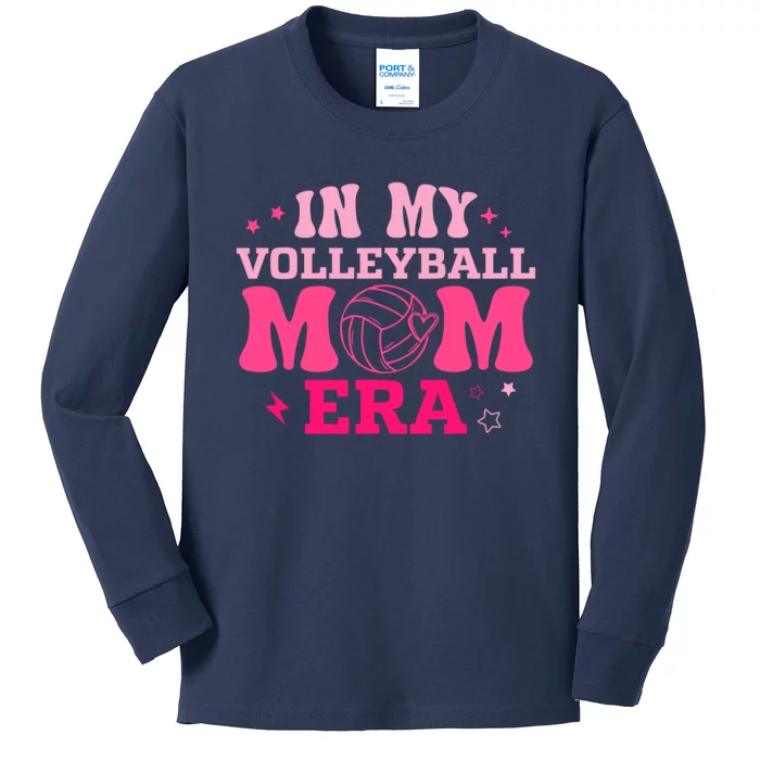 In My Volleyball Mom Era Groovy Volleyball Sport Player Kids Long Sleeve Shirt