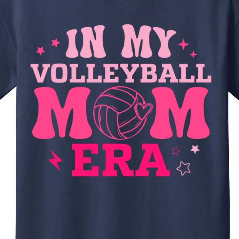 In My Volleyball Mom Era Groovy Volleyball Sport Player Kids T-Shirt