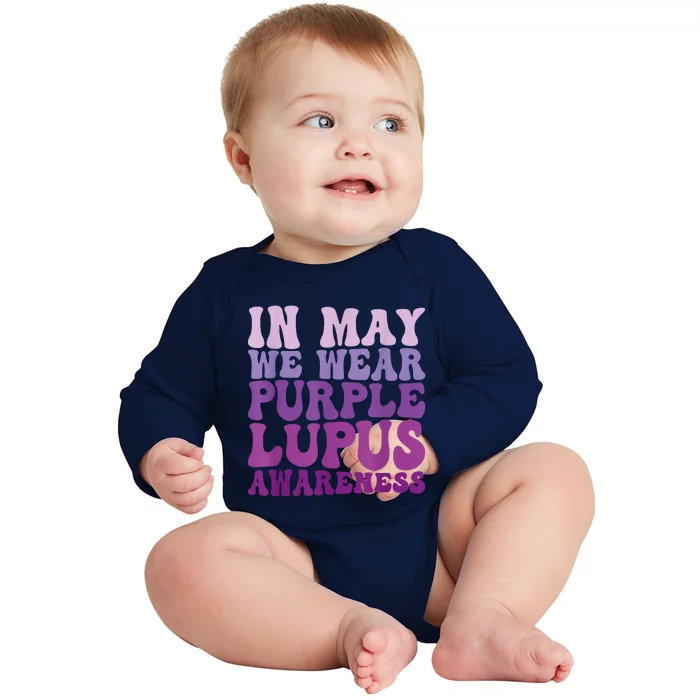 In May We Wear Purple Lupus Awareness Month Groovy Baby Long Sleeve Bodysuit