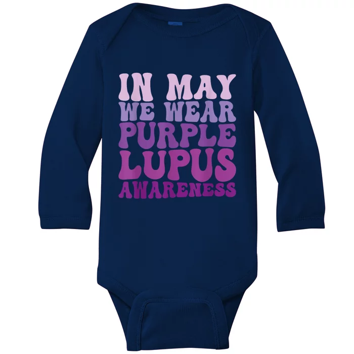 In May We Wear Purple Lupus Awareness Month Groovy Baby Long Sleeve Bodysuit