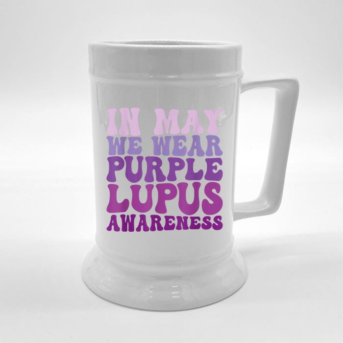 In May We Wear Purple Lupus Awareness Month Groovy Front & Back Beer Stein