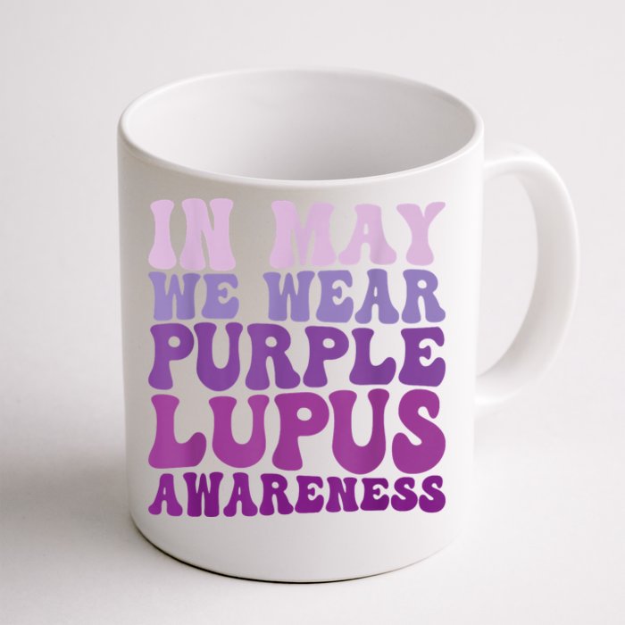 In May We Wear Purple Lupus Awareness Month Groovy Front & Back Coffee Mug