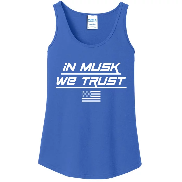 In Musk We Trust USA Flag Elon Funny Ladies Essential Tank