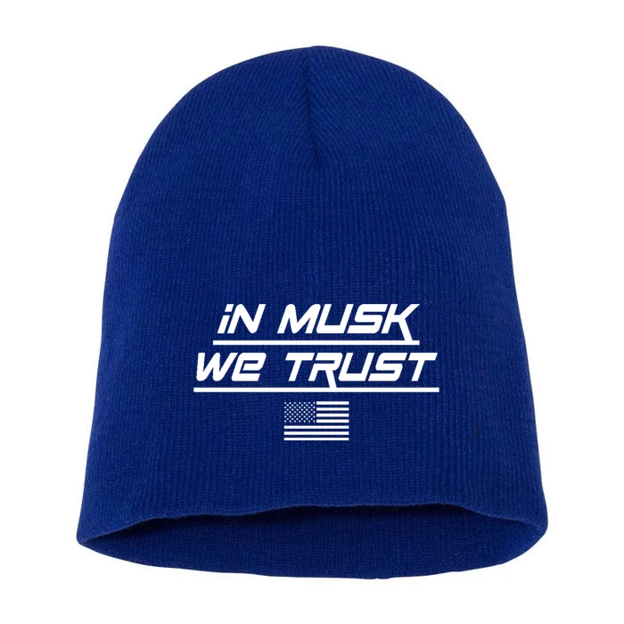 In Musk We Trust USA Flag Elon Funny Short Acrylic Beanie