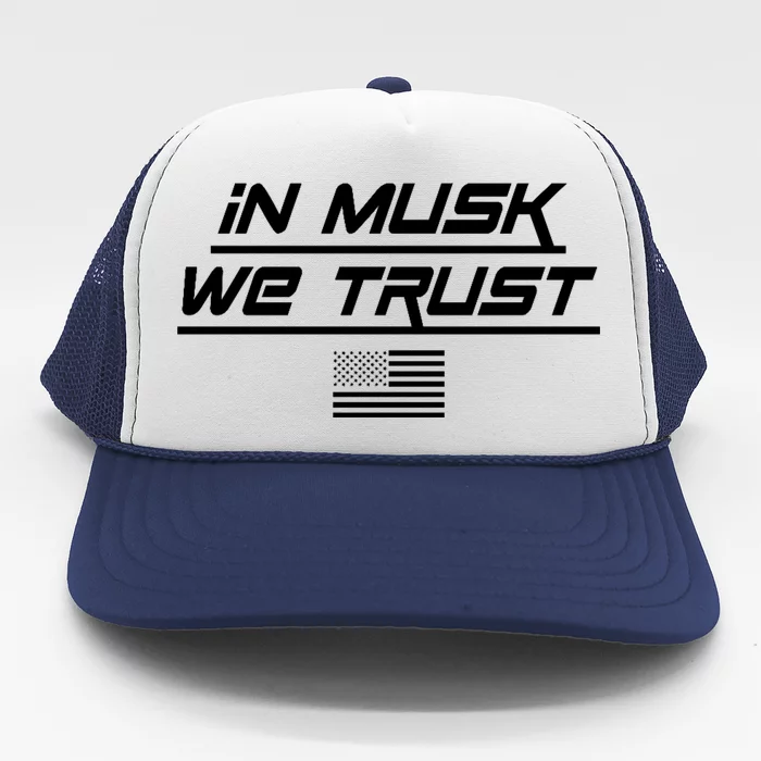 In Musk We Trust USA Flag Elon Funny Trucker Hat