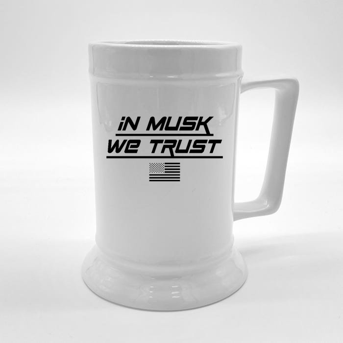 In Musk We Trust USA Flag Elon Funny Front & Back Beer Stein