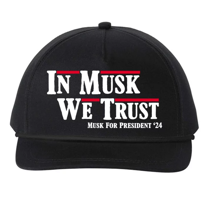 In Musk We Trust Musk For President 2024 Snapback Five-Panel Rope Hat