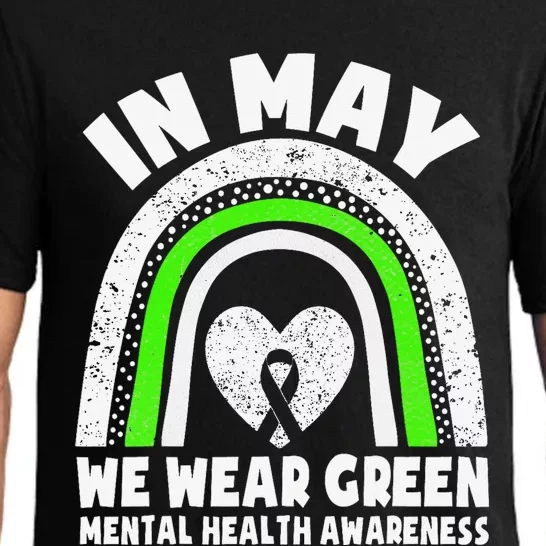 In May We Wear Green Mental Health Awareness Green Ribbon Pajama Set