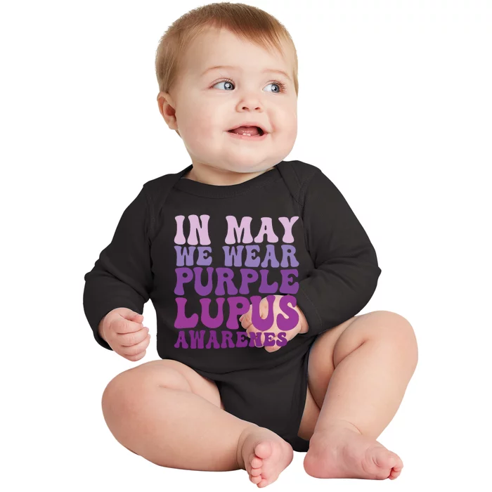 In May We Wear Purple Lupus Awareness Month Groovy Baby Long Sleeve Bodysuit