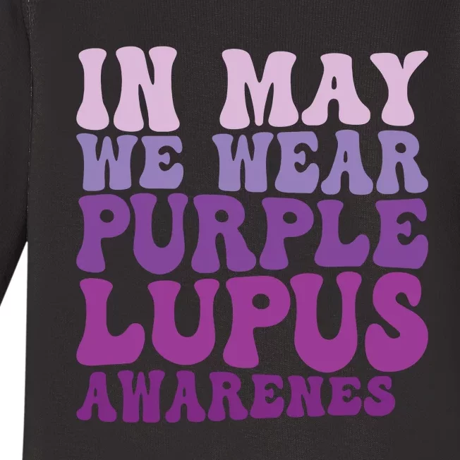 In May We Wear Purple Lupus Awareness Month Groovy Baby Long Sleeve Bodysuit