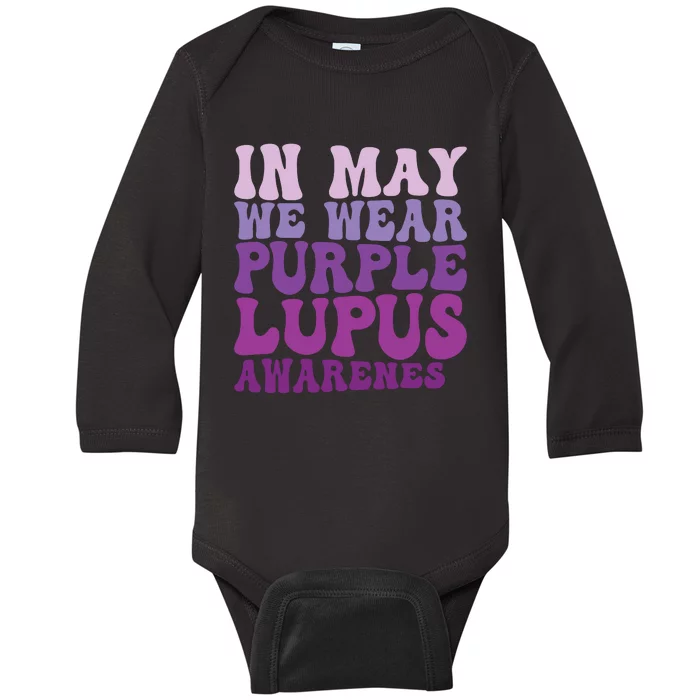 In May We Wear Purple Lupus Awareness Month Groovy Baby Long Sleeve Bodysuit