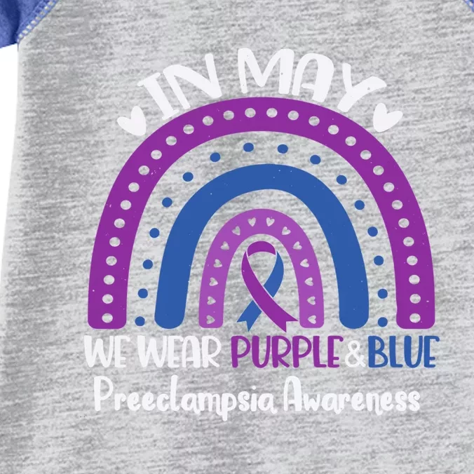 In May We Wear Purple And Blue Preeclampsia Awareness Meaningful Gift Infant Baby Jersey Bodysuit