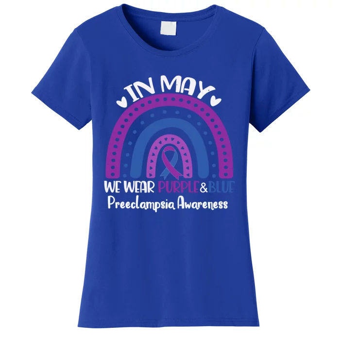 In May We Wear Purple And Blue Preeclampsia Awareness Meaningful Gift Women's T-Shirt