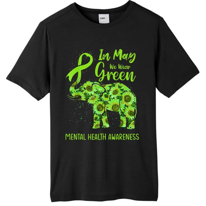 In May We Wear Green Mental Health Awareness Elephant Women ChromaSoft Performance T-Shirt