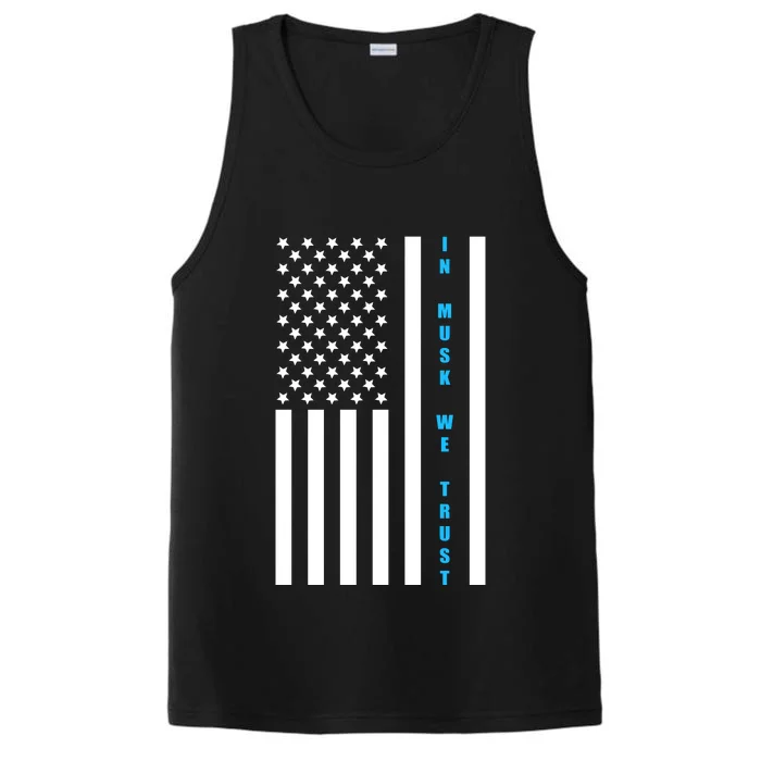 In Musk We Trust USA United States Flag Elon Funny Performance Tank