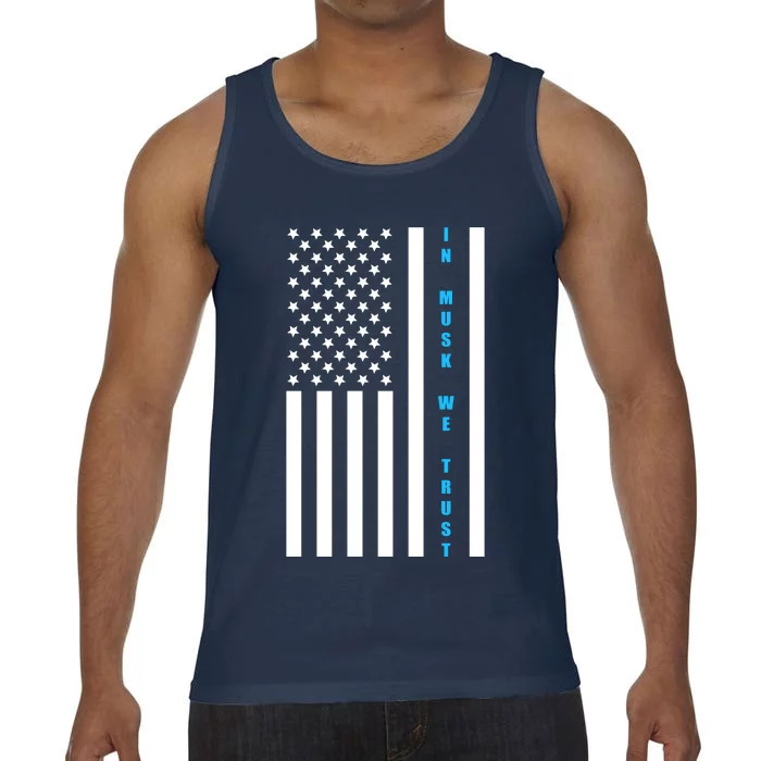 In Musk We Trust USA United States Flag Elon Funny Comfort Colors® Tank Top