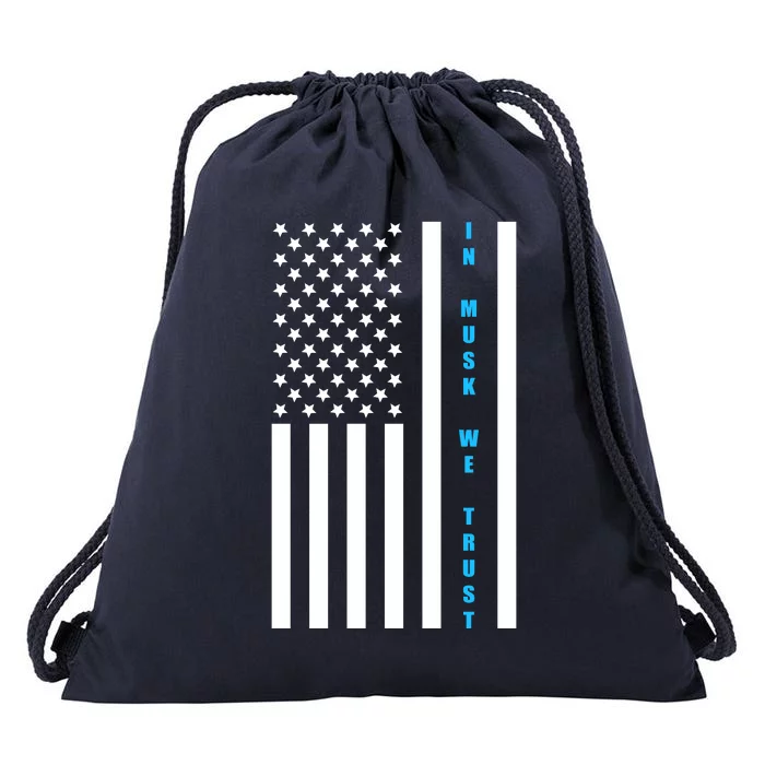 In Musk We Trust USA United States Flag Elon Funny Drawstring Bag