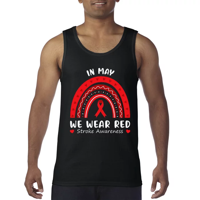 In May We Wear Red Stroke Awareness Survivor Rainbow Tank Top