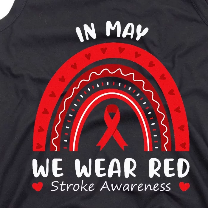 In May We Wear Red Stroke Awareness Survivor Rainbow Tank Top