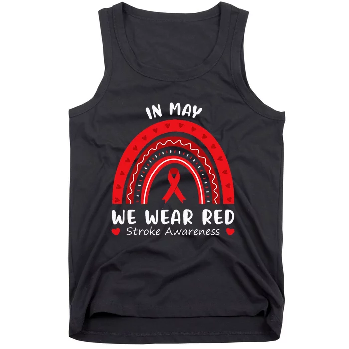 In May We Wear Red Stroke Awareness Survivor Rainbow Tank Top