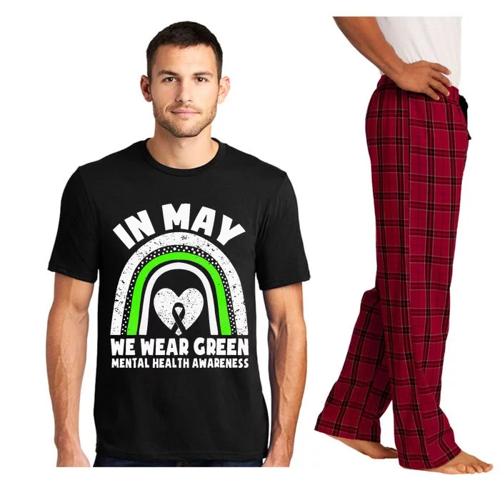 In May We Wear Green Mental Health Awareness Green Ribbon Pajama Set