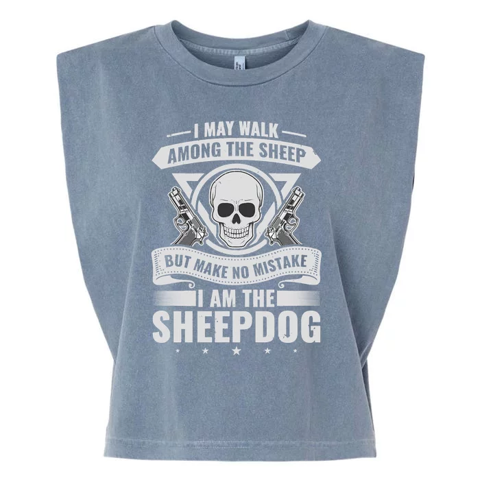 I May Walk Among The Sheepdog Police Officer Cop Garment-Dyed Women's Muscle Tee