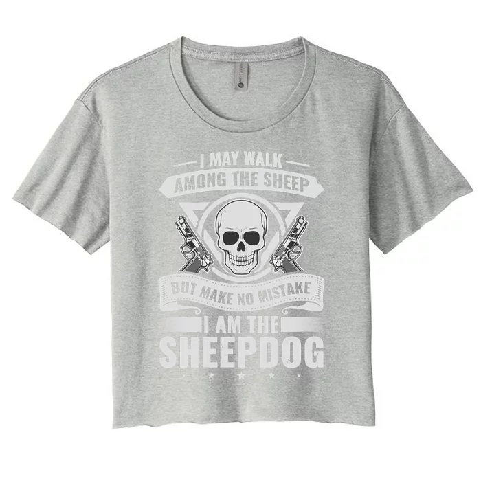 I May Walk Among The Sheepdog Police Officer Cop Women's Crop Top Tee