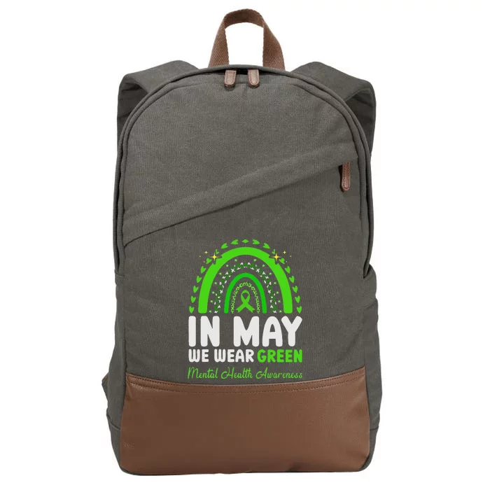 In May We Wear Green Mental Health Awareness Cotton Canvas Backpack