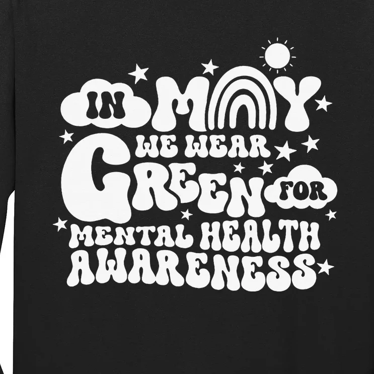 In May We Wear Green Groovy Mental Health Awareness Month Long Sleeve Shirt