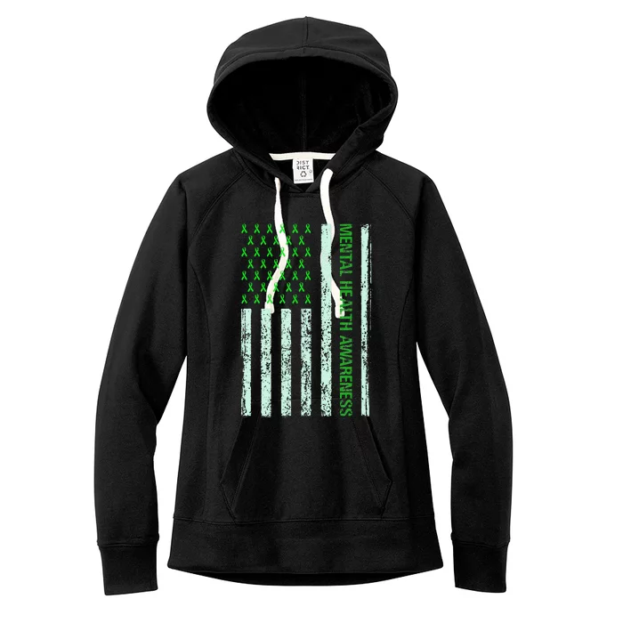 In May We Wear Green Mental Health Awareness Month Women's Fleece Hoodie