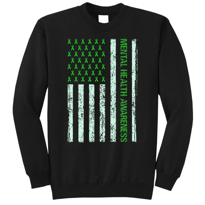 In May We Wear Green Mental Health Awareness Month Tall Sweatshirt