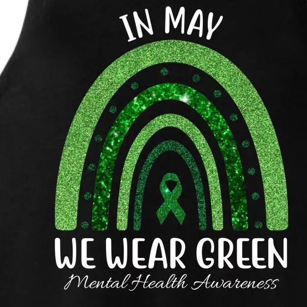 In May We Wear Green Mental Health Awareness Rainbow Ladies Tri-Blend Wicking Tank