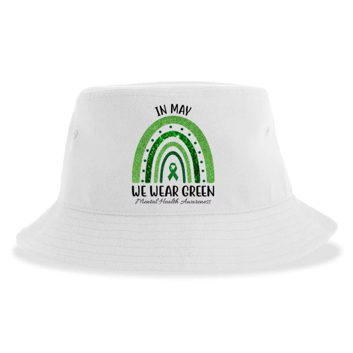 In May We Wear Green Mental Health Awareness Rainbow Sustainable Bucket Hat