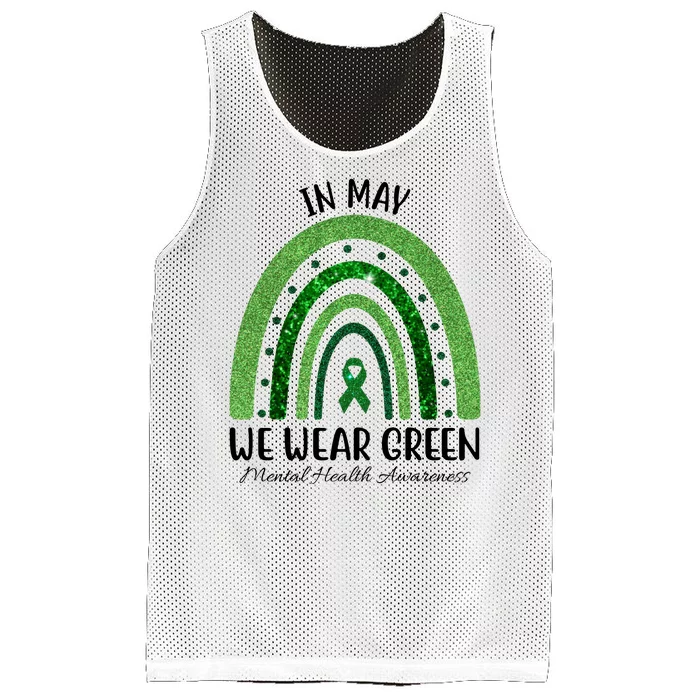 In May We Wear Green Mental Health Awareness Rainbow Mesh Reversible Basketball Jersey Tank