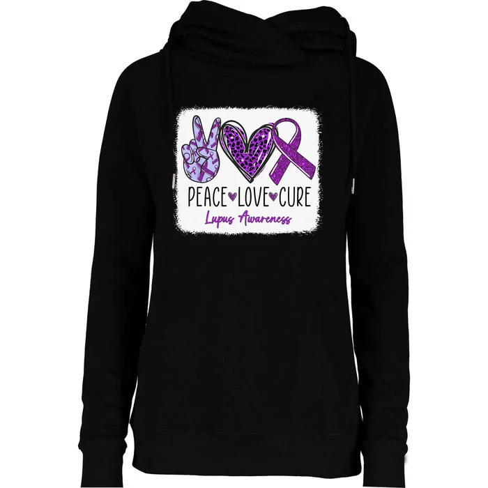 In May We Wear Purple For Lupus Awareness Purple Ribbon Womens Funnel Neck Pullover Hood