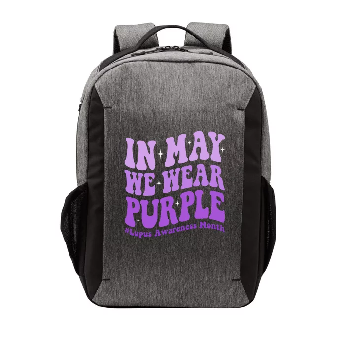 In May We Wear Purple Lupus Awareness Month Groovy Wo Vector Backpack