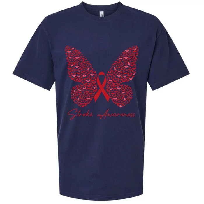 In May We Wear Red For Stroke Awareness Month Support Gift Sueded Cloud Jersey T-Shirt